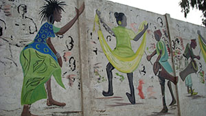 Fresque à Dakar (Sénégal) sur le thème de la danse traditionnelle 